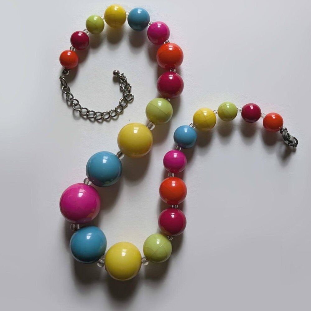 vintage y2k chunky bright multicolored beaded necklace